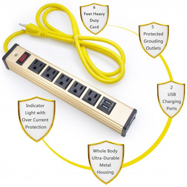 데스크탑 5 USB 충전기, 5개의 소켓 힘 막대기 5v 2.4A/1A를 가진 편평한 마개 힘 지구